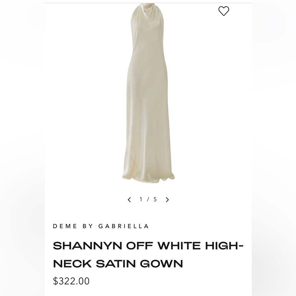 Deme by Gabriella Shannyn Off White High Neck Satin Gown Bridal